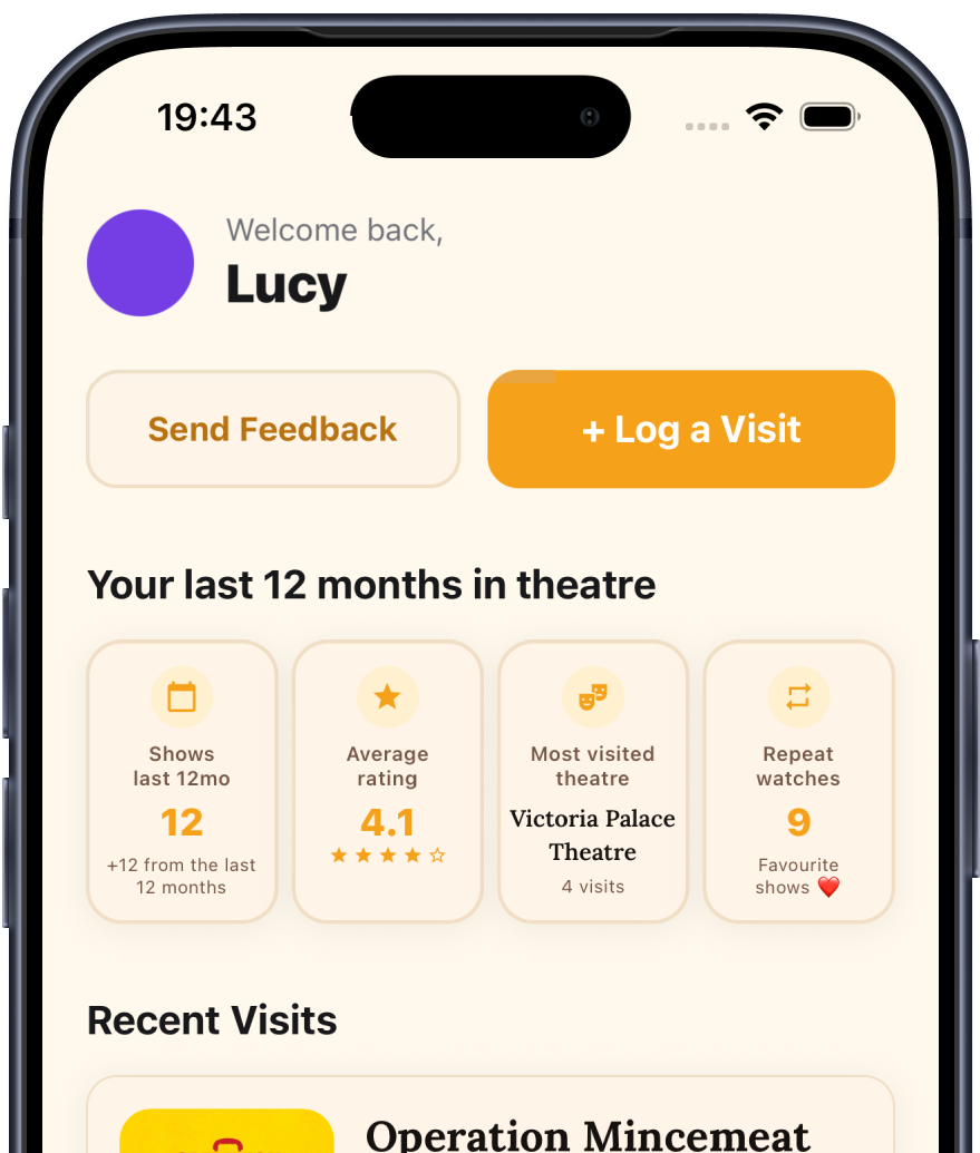 Intermission’s visit-logging screen shown on an iPhone